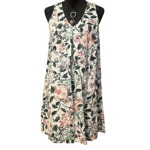 Floral Sleeveless A-Line Dress By Love Linen V-Neck Lightweight Summer Style Wom